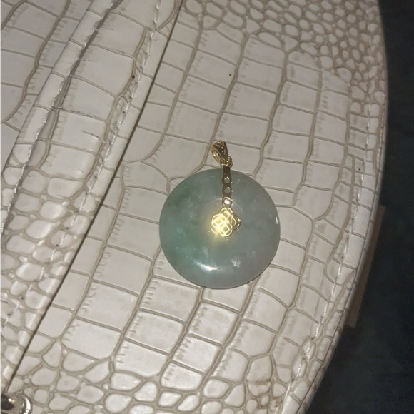 Jade pendant charm, solid sterling silver gold plated - Picture 1 of 2